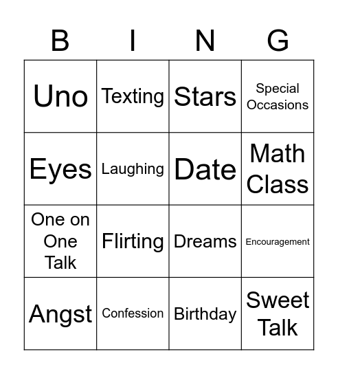 Phoebe & Will Bingo Card