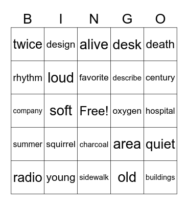 3rd and 4th Grade Bingo Card