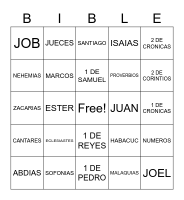 Bingo Bíblico Bingo Card