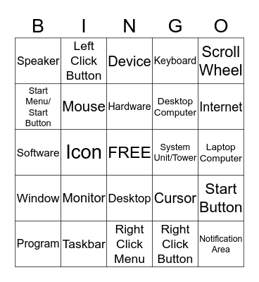 PC for Beginners Bingo Card