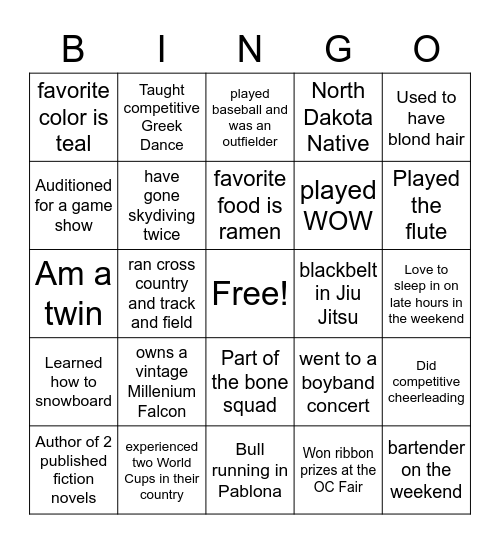 People Bingo Card