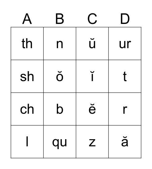 Phonics 23 Bingo Card