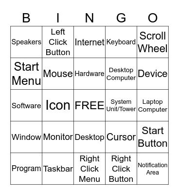 PC for Beginners Bingo Card