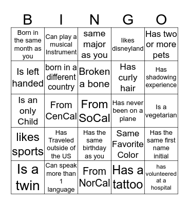 PDEM Ice Breaker  Bingo Card