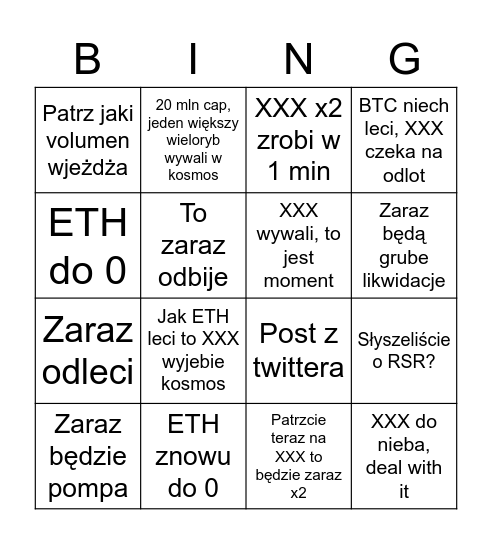 Hyx bingo Card