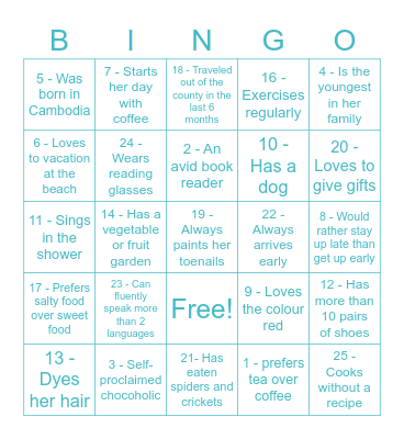 Get to Know You Bingo Card