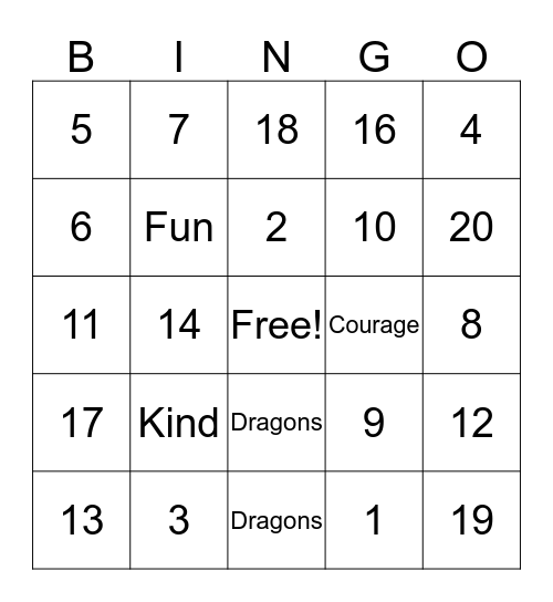 Snow Springs Family Night Bingo Card