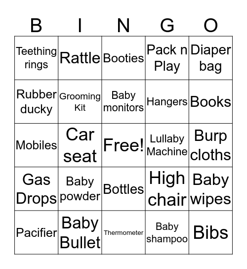 Baby Bingo Card