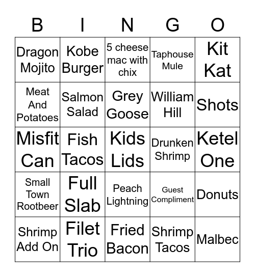 TapHouse Bingo Card