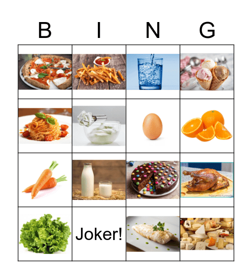 La nourriture Bingo Card