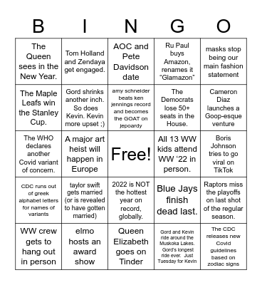 2022 Bingo Card