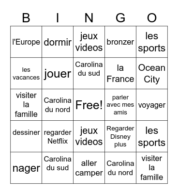 C'est l'ete Bingo Card