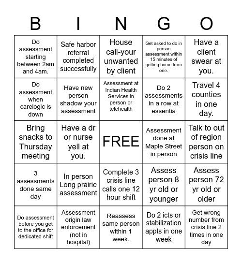 MCO  Bingo Card