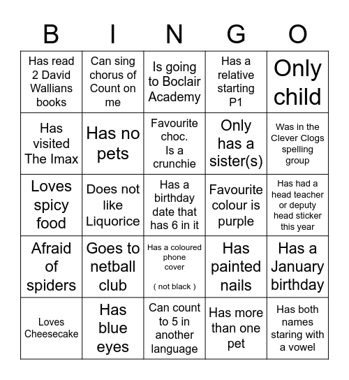 Get To Know Me BINGO Card