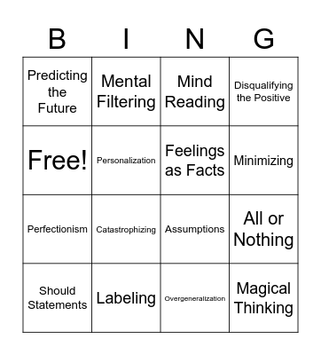 Stinking Thinking Bing Bingo Card