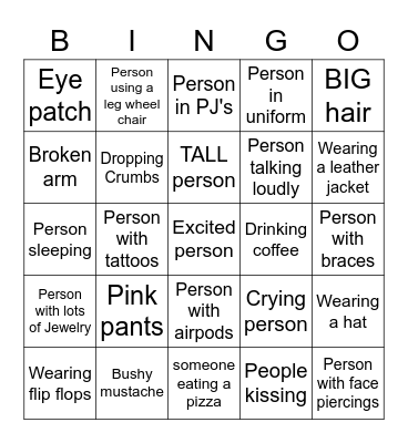 Airport Person Bingo Card