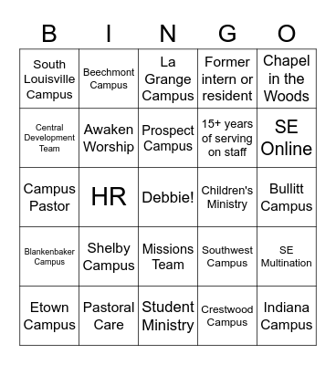 2022 Residency Bingo Card