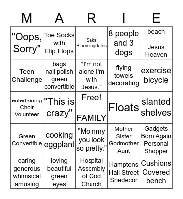 MiMa's Bingo Game Bingo Card