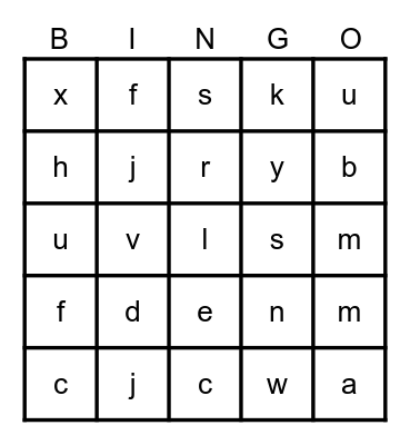 Alphabet Bingo Card