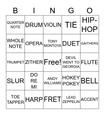CHOIR DAY Bingo Card