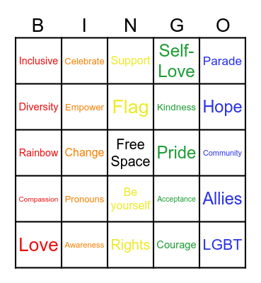 Pride Bingo Card