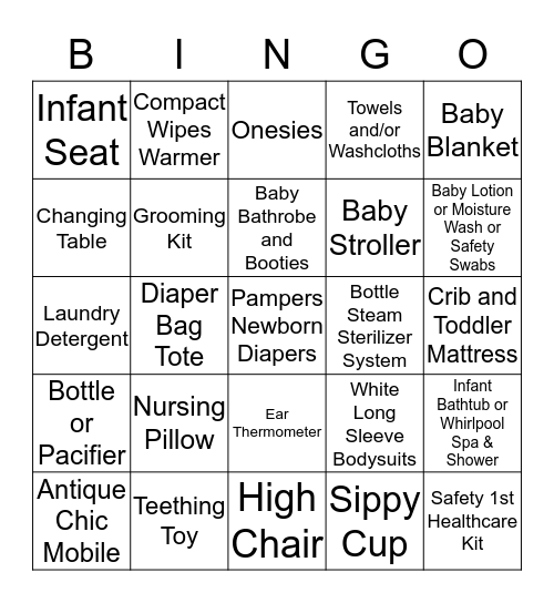 TAWANA'S BABY SHOWER Bingo Card