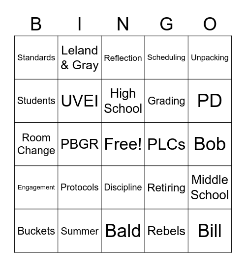 PD Bingo Card