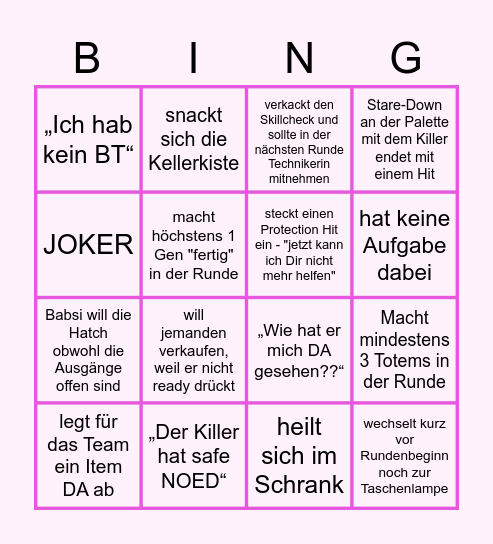 Babsis DBD-Bingo Card