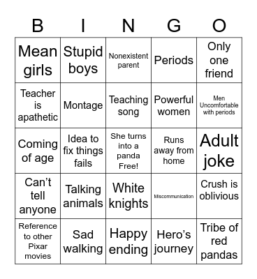 Pixar Bingo Card