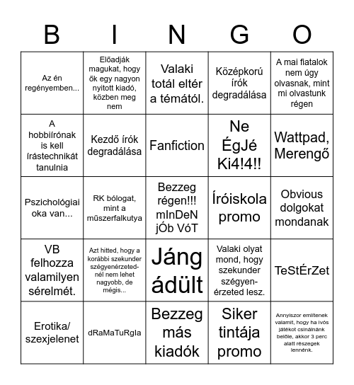 kRiNgÉ SHOW KÁEMKÁ módra :doggo: (képzeld ide) Bingo Card