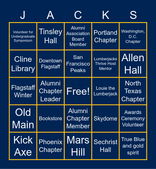 Cheers, Alumni Volunteers! Bingo Card