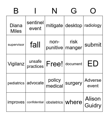 Risk Management 101 Bingo Card