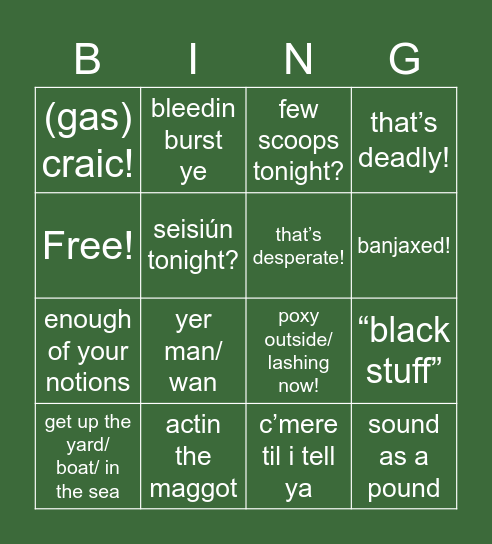 dublin 2022 bing(o) Bingo Card