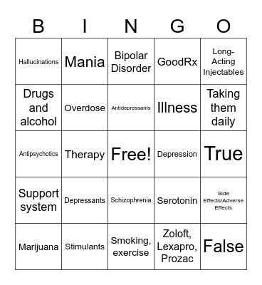 General Psych Bingo! Bingo Card