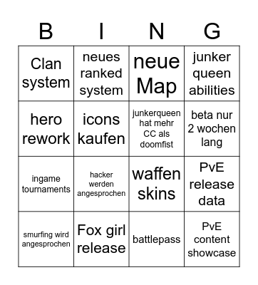OW2 Bingo Card