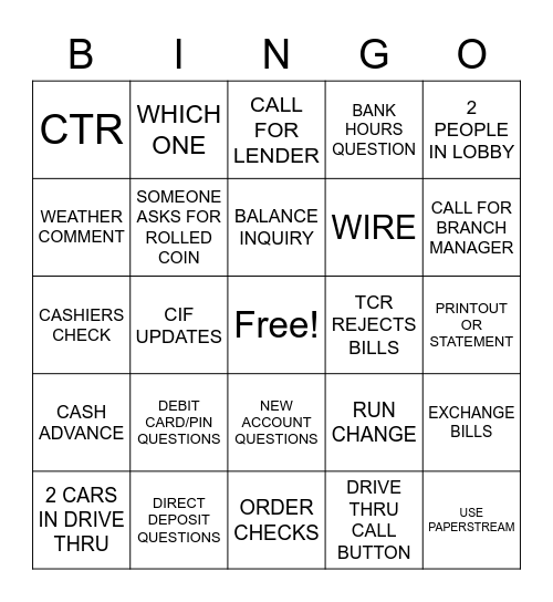 TELLER BINGO Card