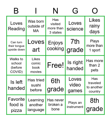 Gideon's Garden Bingo Card