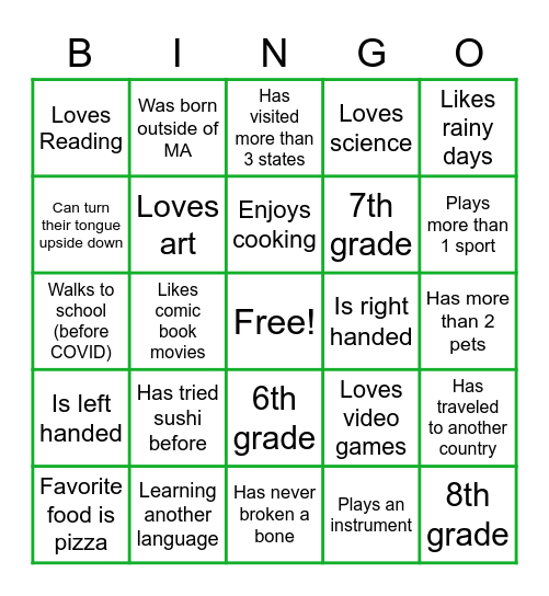 Gideon's Garden Bingo Card