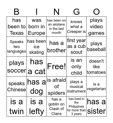 Arrow Of Light BINGO Card