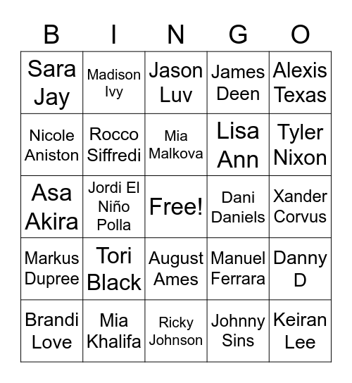 - Bingo Card