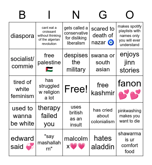 @disorientalizing followers Bingo Card
