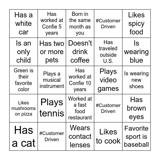 #Customer Driven in Action Bingo!Is Bingo Card