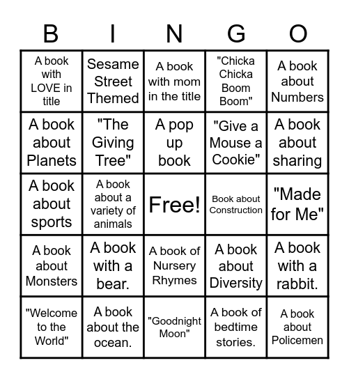 Baby Dewes Book Bingo Card