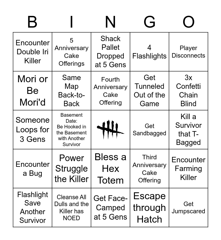 DBD Anniversary Event Bingo Card