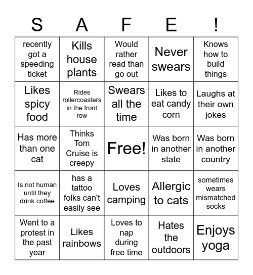 FIND SOMEONE WHO... Bingo Card