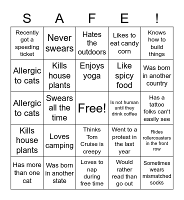 Find Someone Who... Bingo Card