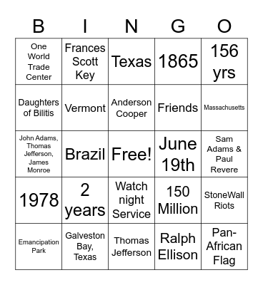 CIC Bingo Trivia Bingo Card