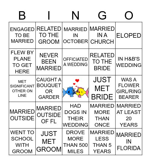HANSIE & BRITTANY'S WEDDING TRIVIA  Bingo Card