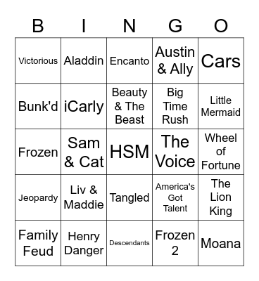 TV & Movie Bingo Card
