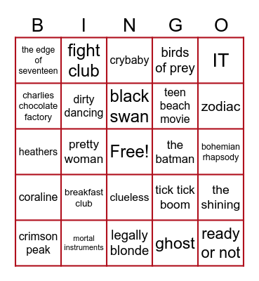 Movies Bingo! Bingo Card